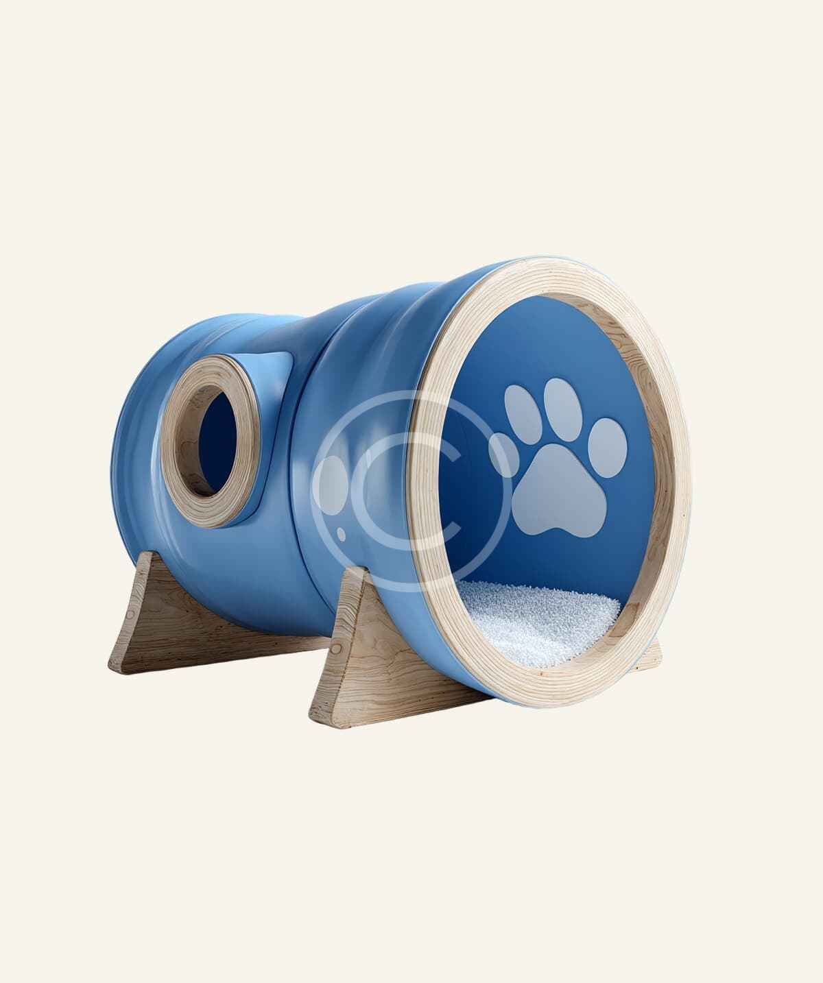 Blue paw print tunnel bed