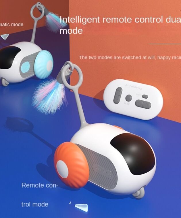 Pet Attraction Running Car Smart Toy Teaser Wand Feather Toy Autonomous Driving Mode