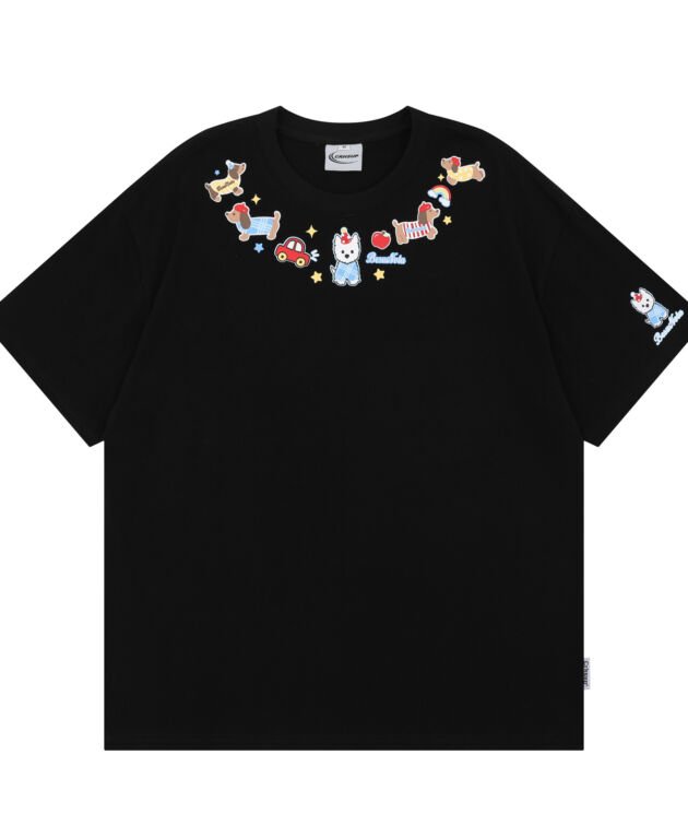 Fashionable Fun Pet Print Crew Neck Short Sleeve T-Shirt for Men and Women, Loose Fit Casual Versatile Top