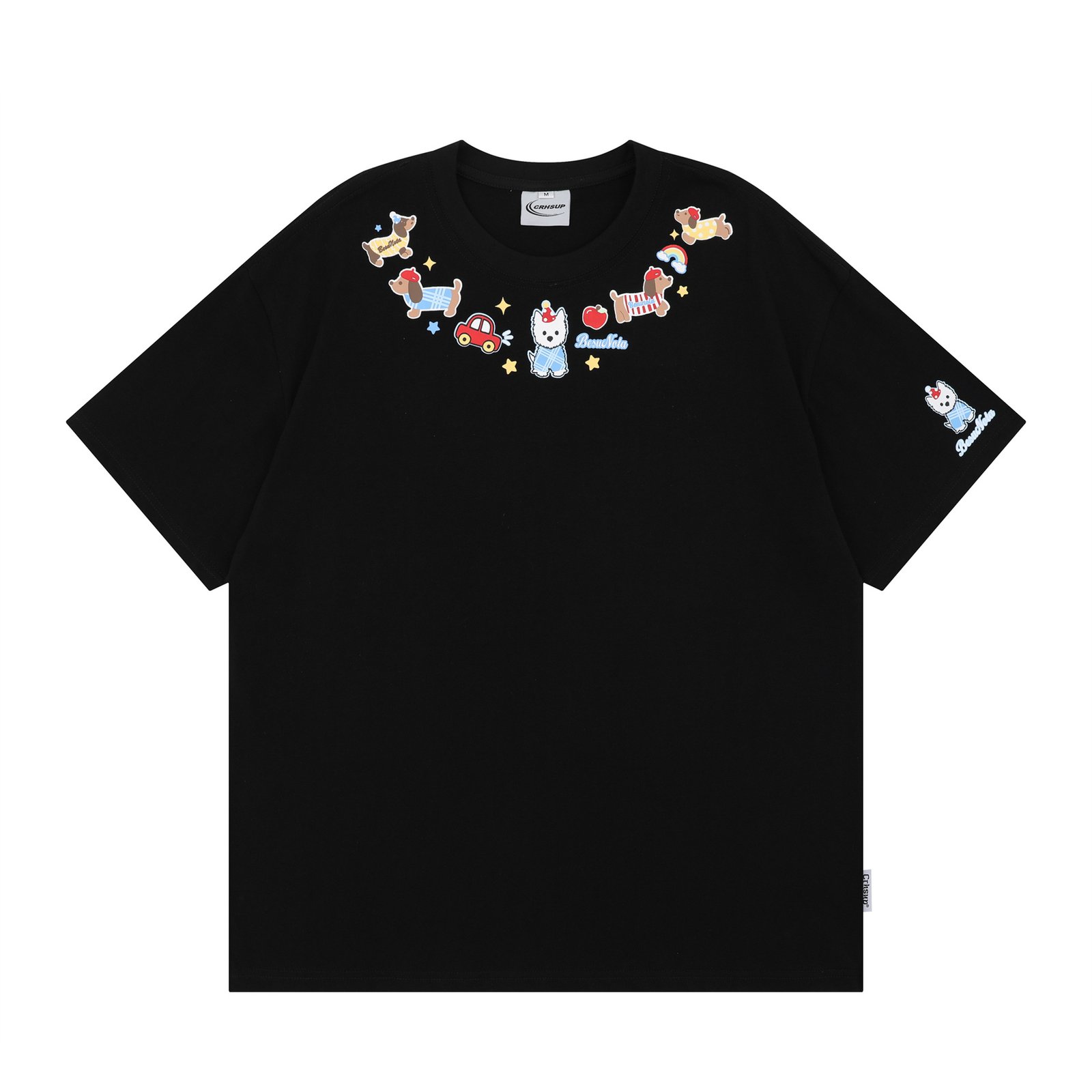 Fashionable Fun Pet Print Crew Neck Short Sleeve T-Shirt for Men and Women, Loose Fit Casual Versatile Top