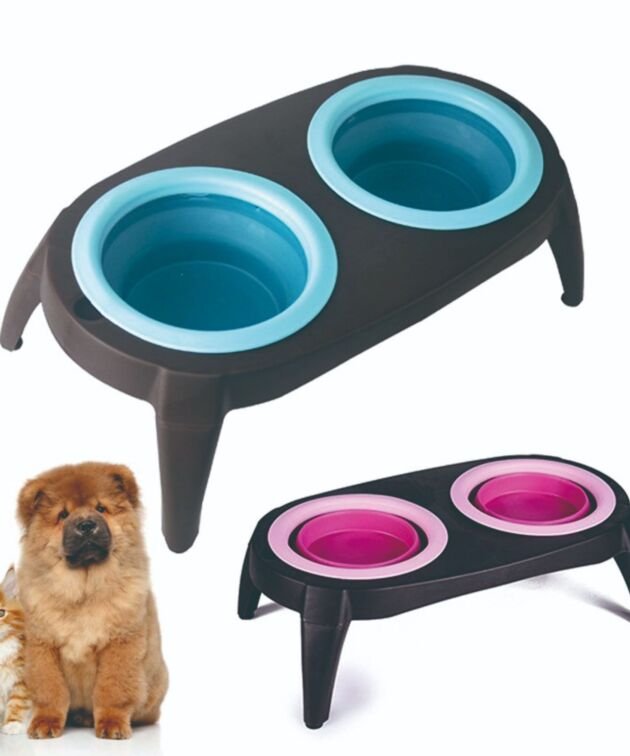 Pet Double Bowl Pet Silicone Bowl Folding Bowl Pet Bowl