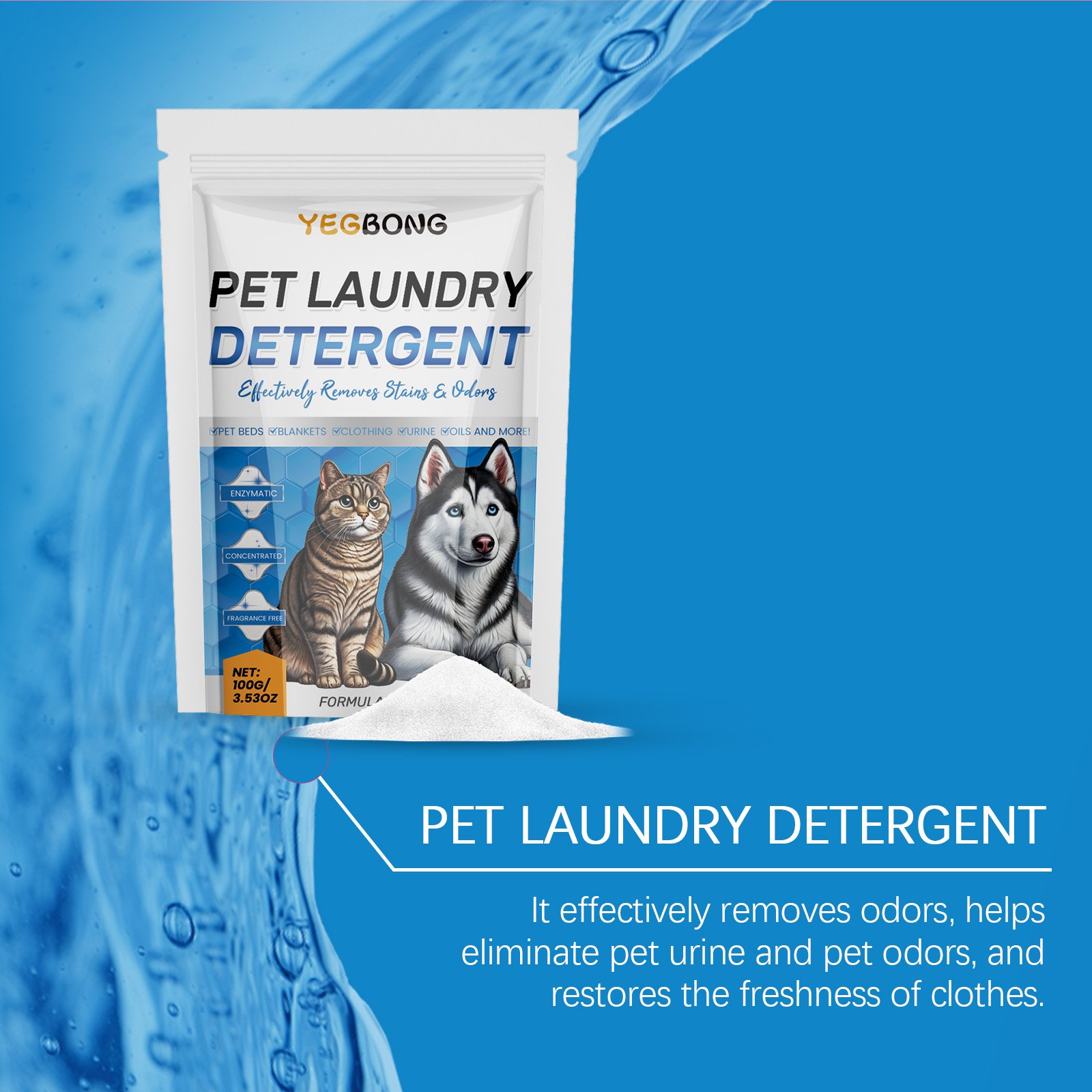 Yegbong Pet Washing Powder Deodorizing Deodorizing Deep Clean Stains Pet Washing Powder Decontamination Powder - Image 3