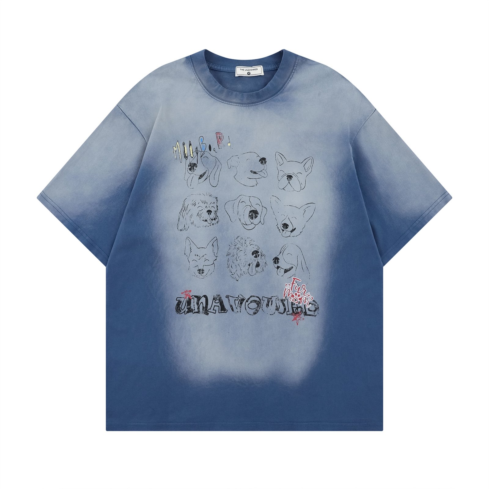 Gradient Fun Pet Print Short Sleeve T-Shirt Men's Couple Casual Loose Top - Image 7