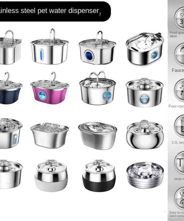 Stainless Steel Smart Pet Water Dispenser with Automatic Circulation and Filtration, Large Capacity Feeder for Cats and Dogs