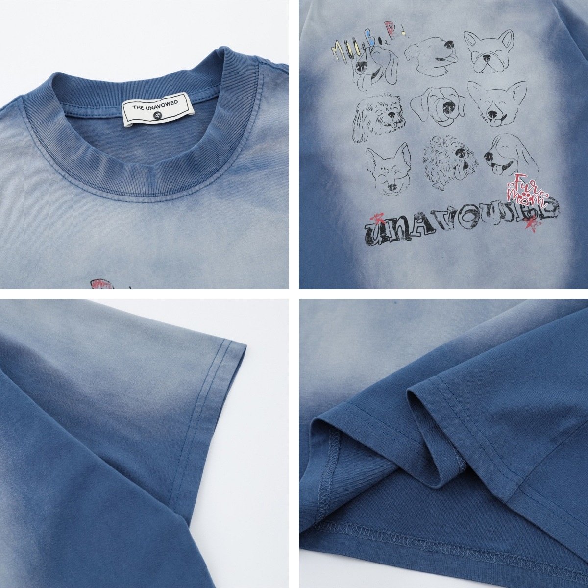 Gradient Fun Pet Print Short Sleeve T-Shirt Men's Couple Casual Loose Top - Image 4